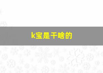 k宝是干啥的