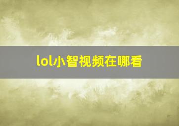 lol小智视频在哪看