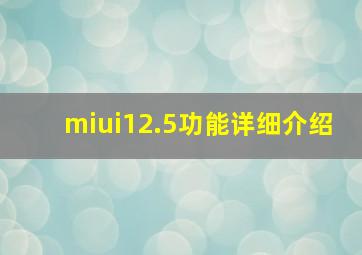 miui12.5功能详细介绍