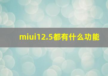 miui12.5都有什么功能