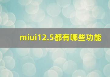 miui12.5都有哪些功能