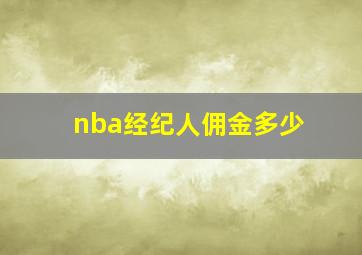 nba经纪人佣金多少