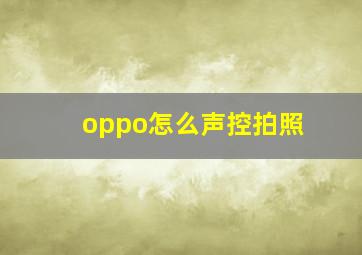 oppo怎么声控拍照