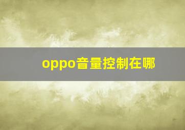 oppo音量控制在哪