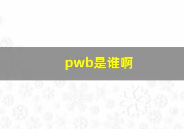 pwb是谁啊