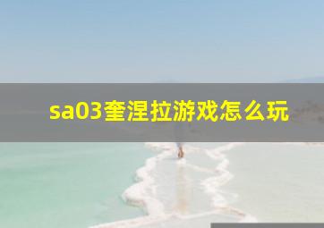 sa03奎涅拉游戏怎么玩