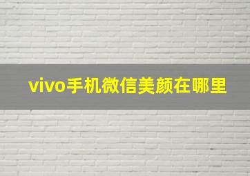 vivo手机微信美颜在哪里