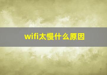 wifi太慢什么原因