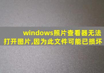 windows照片查看器无法打开图片,因为此文件可能已损坏