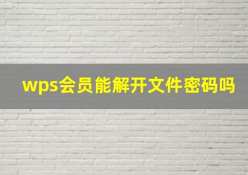 wps会员能解开文件密码吗