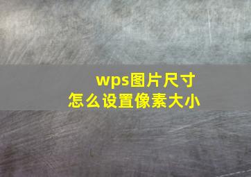 wps图片尺寸怎么设置像素大小