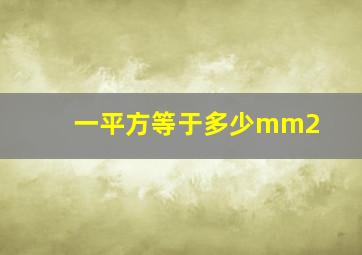 一平方等于多少mm2