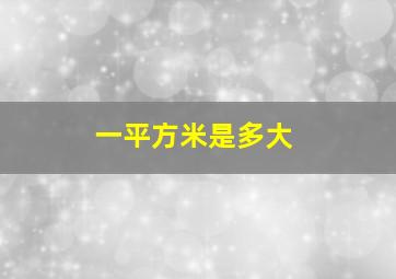 一平方米是多大