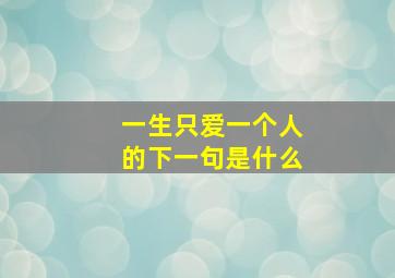 一生只爱一个人的下一句是什么