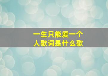 一生只能爱一个人歌词是什么歌