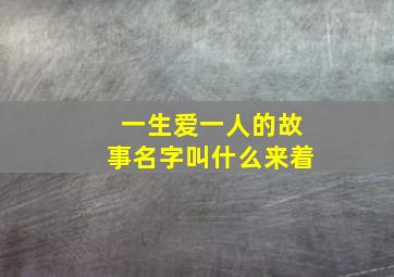 一生爱一人的故事名字叫什么来着