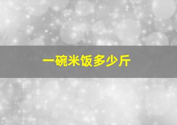 一碗米饭多少斤