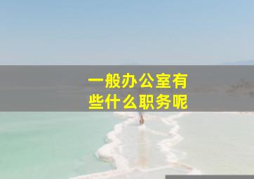 一般办公室有些什么职务呢