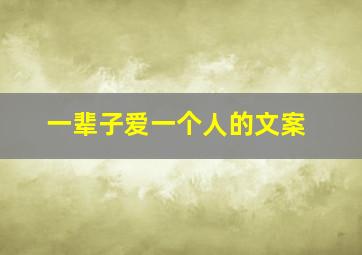 一辈子爱一个人的文案