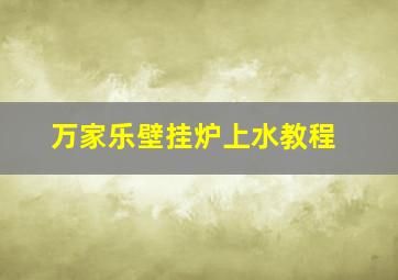 万家乐壁挂炉上水教程