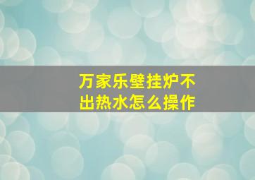 万家乐壁挂炉不出热水怎么操作