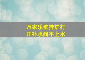 万家乐壁挂炉打开补水阀不上水