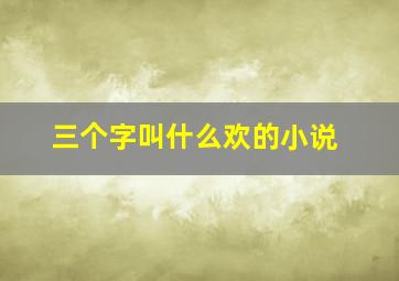 三个字叫什么欢的小说