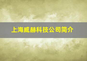 上海威赫科技公司简介