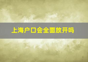 上海户口会全面放开吗