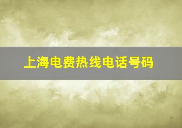 上海电费热线电话号码