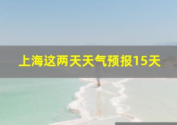 上海这两天天气预报15天