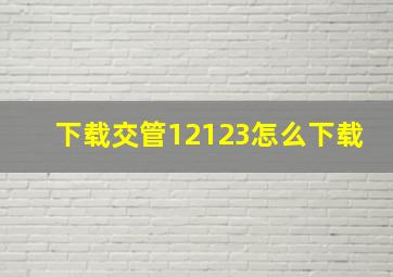 下载交管12123怎么下载