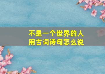 不是一个世界的人用古词诗句怎么说