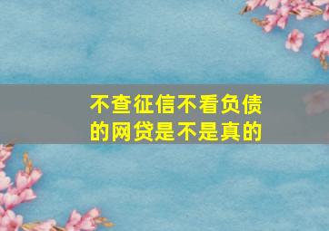 不查征信不看负债的网贷是不是真的