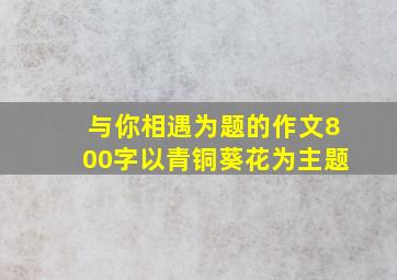 与你相遇为题的作文800字以青铜葵花为主题