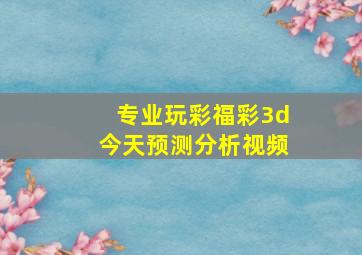 专业玩彩福彩3d今天预测分析视频