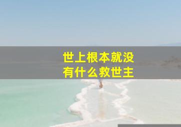 世上根本就没有什么救世主