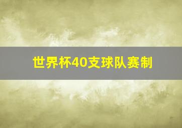 世界杯40支球队赛制