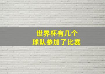 世界杯有几个球队参加了比赛