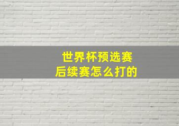 世界杯预选赛后续赛怎么打的