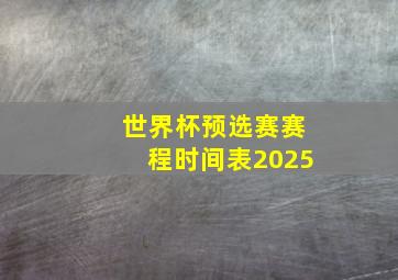 世界杯预选赛赛程时间表2025