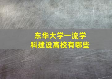 东华大学一流学科建设高校有哪些