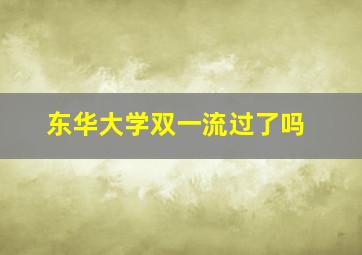 东华大学双一流过了吗