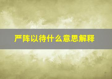 严阵以待什么意思解释