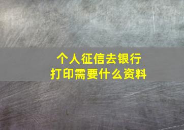 个人征信去银行打印需要什么资料