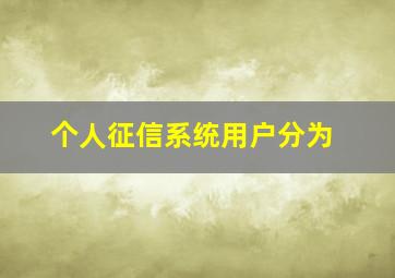 个人征信系统用户分为