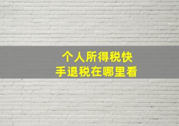 个人所得税快手退税在哪里看