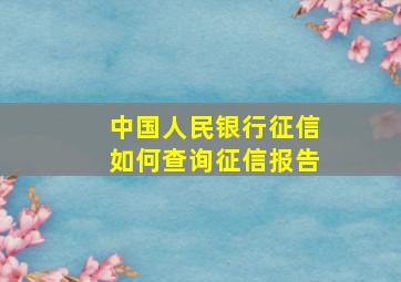 中国人民银行征信如何查询征信报告