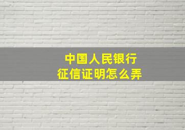 中国人民银行征信证明怎么弄