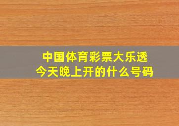 中国体育彩票大乐透今天晚上开的什么号码